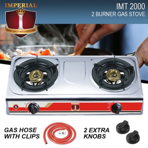 IMPERIAL 2 BURNER STOVE  STAINLESS STEEL FREE PIPE & KNOBS