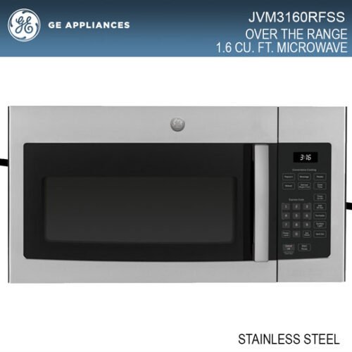 G.E. GENERAL MICROWAVE 1.7 CF S/STEEL  OVER RANGE TOP LINE