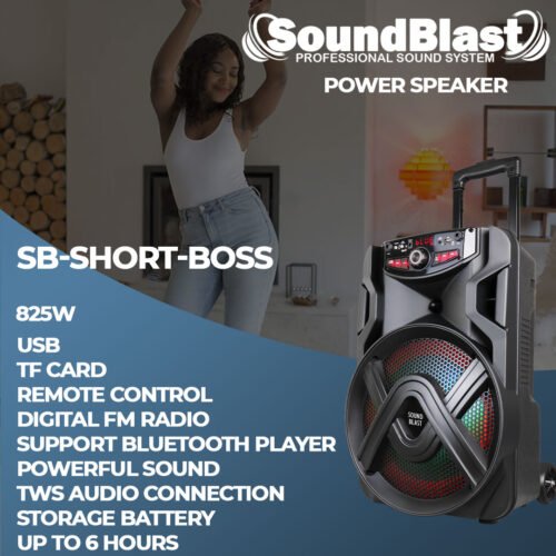 SOUND BLAST 12" SPK  6 HOUR BATTERY  825 WATTS  SHORT BOSS