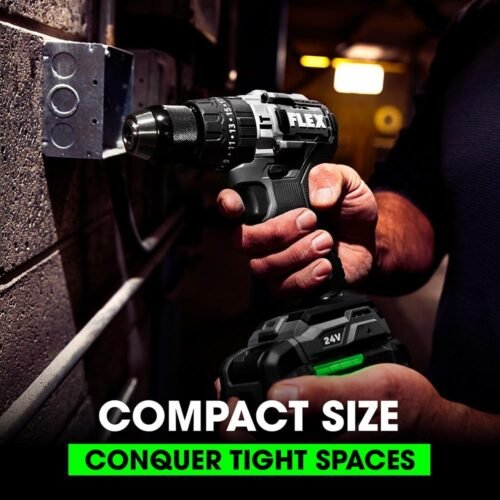 FLEX 24V Brushless Cordless 1/2-Inch 750 In-Lbs Torque 2-Speed Hammer Drill Kit with (2) 2.5Ah Lithium Batteries and 160W Fast Charger - FX1251-2A