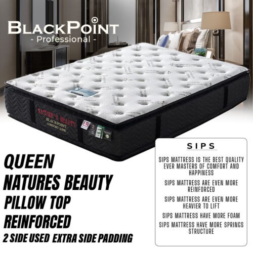 BP-NATURES-BEAUTY-Q SIPS BLACKPOINT QUEEN ORGANIC PADDED CORNER REENFORCED NATURES BEAUTY