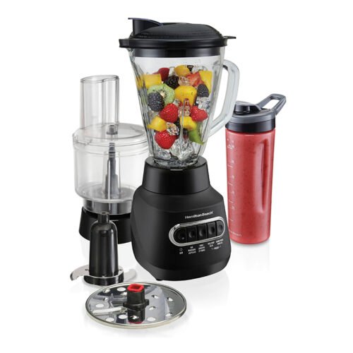 HAMILTON BEACH 52 OZ BLENDER & 20 OZ FOOD PROCESSOR 2 IN ONE