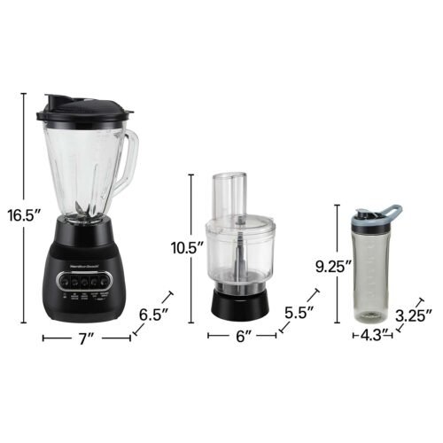 HAMILTON BEACH 52 OZ BLENDER & 20 OZ FOOD PROCESSOR 2 IN ONE
