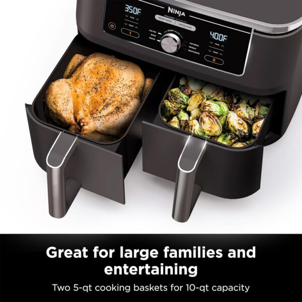 NUTRI NINJA AIRFRYER  DUAL INDEPENDENT FRY FRY HEALTHY CHOICE  10 QTS  THE BEST OF THE BEST  SUPER XXXL SIZE