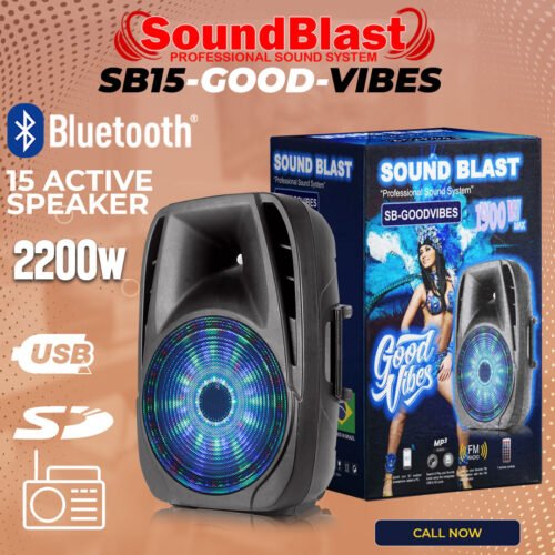 SOUND BLAST SPEAKERS  GOOD VIBES  2200 WATTS  FREE MIC