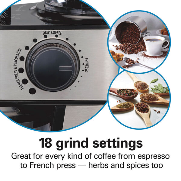 HAMILTON BEACH COFFEE GRINDER  14 CUP  AUTO OFF LARGE BEAN