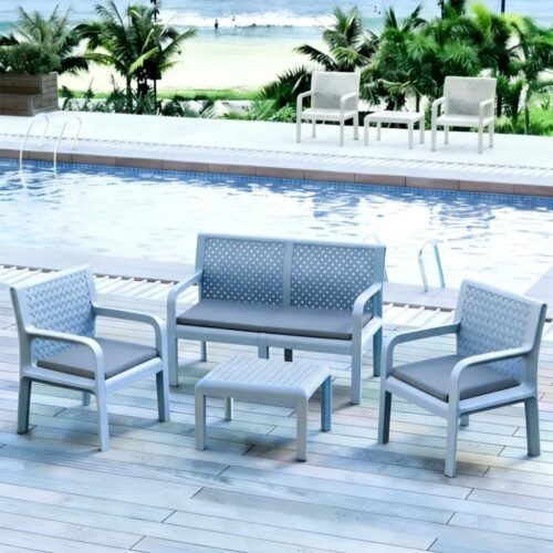 IMPERIAL SERENITY 2 SINGLE CHAIRS & 1 LOVE CHAIR & TABLE 4 PC BLUE