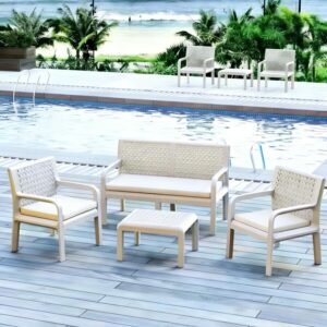 IMPERIAL SERENITY 2 SINGLE CHAIRS & 1 LOVE CHAIR & TABLE 4 PC CAMEL COLOUR