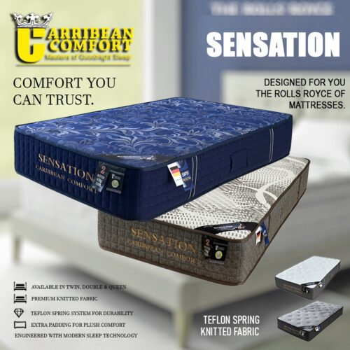 CARIBBEAN DOUBLE SENSATION KNITTED FABRIC & TEFFLON SPRING AND MORE PADDING  BUGATTI OF MATRESS