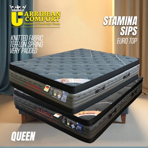 CARIBBEAN STAMINA EUROTOP QUEEN KNITTED FABRIC & TEFFLON SPRING AND MORE PADDING ROLLES ROYCE OF MATRESS