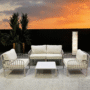 IMPERIAL BOTANIST BROAD SPECTRUM 2 SINGLE CHAIRS & 1 LOVE CHAIR & 1 TEMPERED GLASS TABLE 4 PC LIGHT GREY COLOUR
