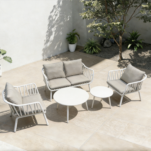 IMPERIAL PARADISE 2 SINGLE CHAIRS & 1 LOVE CHAIR & 2 TABLE 5 PC GREY COLOUR