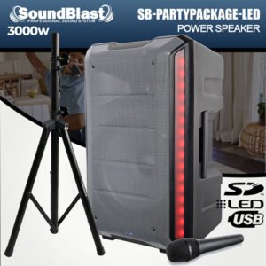 SOUND BLAST SPEAKER FREE MIC & STAND 3000 WATTS