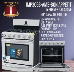 BON APETIT IMPERIAL BON APPETIT STOVE 5 BUR 30" GE TYPE HEAVY DUTY WITH BROILER &STEEL