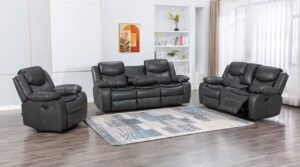 IMPERIAL MARBELLA D GREY 3 SEAT FAMILY RECLINER WITH TECHNOLOGY FABRIC AIR LEATHER