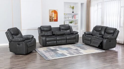 IMPERIAL MARBELLA D GREY 3 SEAT FAMILY RECLINER WITH TECHNOLOGY FABRIC AIR LEATHER