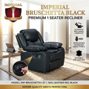 IMPERIAL BRUSCHETTA  BLACK 1 SEAT AIR LEATHER + USB + TYPE C RECLINER