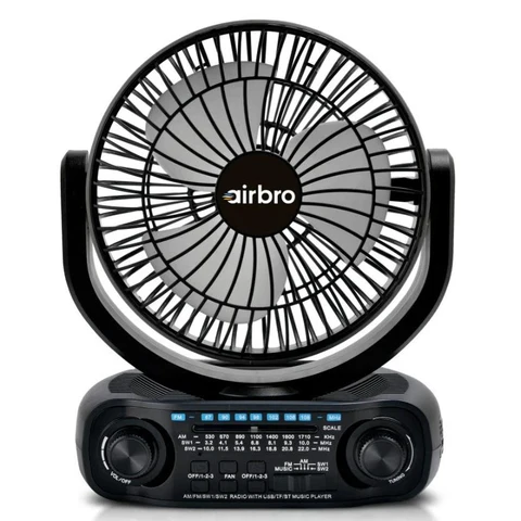 AIRBRO FAN SOLAR RECHERGEABLE WITH BLUETOOTH & POWERBANK & MORE