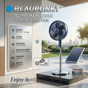 BLAUPUNKT FAN  SOLAR RECHERGEABLE WITH BLUETOOTH & POWERBANK & MORE
