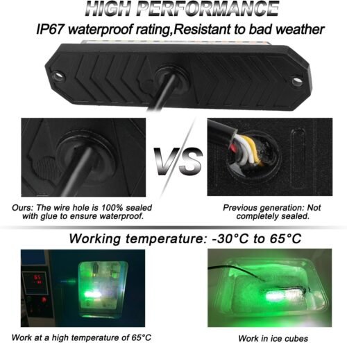 ASPL 8pcs Sync Feature Ultra Slim 12-LED Surface Mount Flashing Strobe Lights for Truck Car Vehicle LED Mini Grille Light Head Emergency Beacon Hazard Warning Lights Green/White