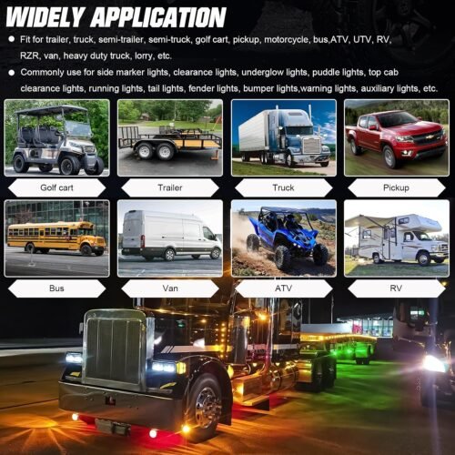 813px24v-rL._AC_SL1500_ Okerny 10-Pack Dual Color LED Watermelon Lights Universal Marker Lights | Steady & Alternating Flash Multiple Functions Amber Green with Stainless Steel Brackets For Trailer Truck Bus Van R